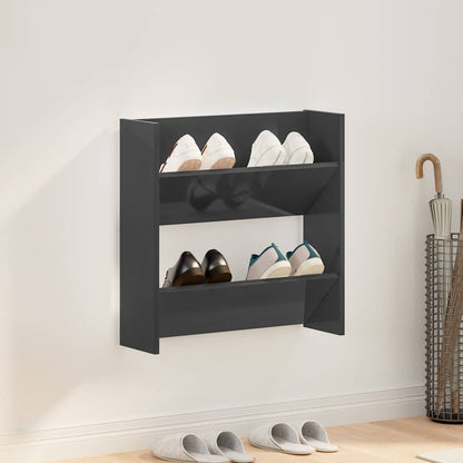 vidaXL Wall Shoe Cabinet High Gloss Grey 60x18x60 cm Engineered Wood