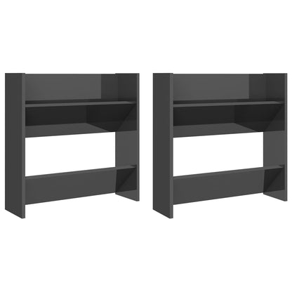 vidaXL Wall Shoe Cabinets 2 pcs High Gloss Grey 60x18x60 cm Engineered Wood