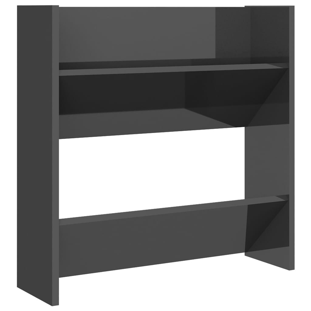 vidaXL Wall Shoe Cabinets 2 pcs High Gloss Grey 60x18x60 cm Engineered Wood