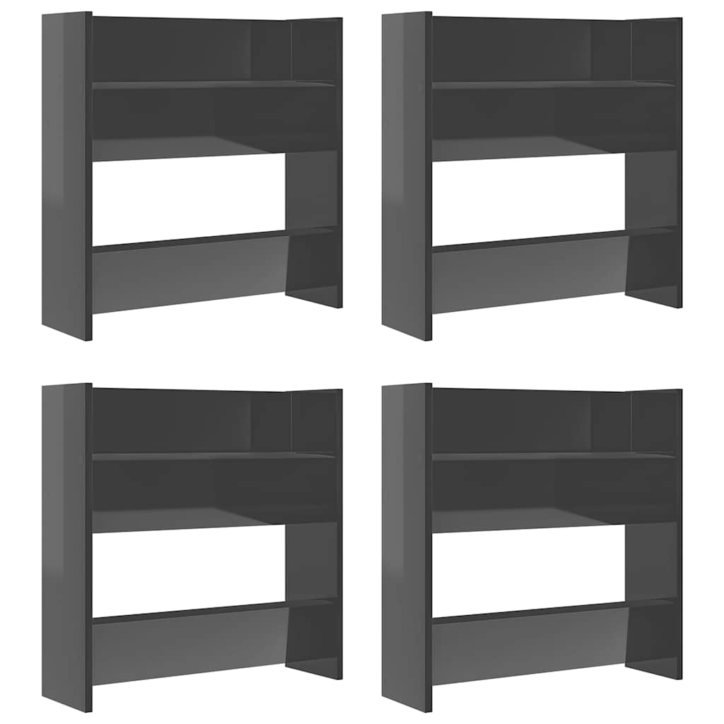 vidaXL Wall Shoe Cabinets 4 pcs High Gloss Grey 60x18x60 cm