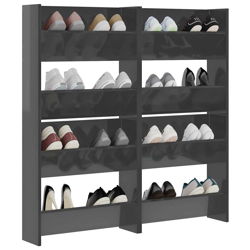 vidaXL Wall Shoe Cabinets 4 pcs High Gloss Grey 60x18x60 cm
