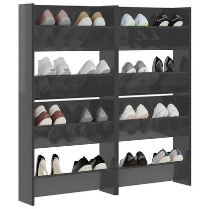 vidaXL Wall Shoe Cabinets 4 pcs High Gloss Grey 60x18x60 cm