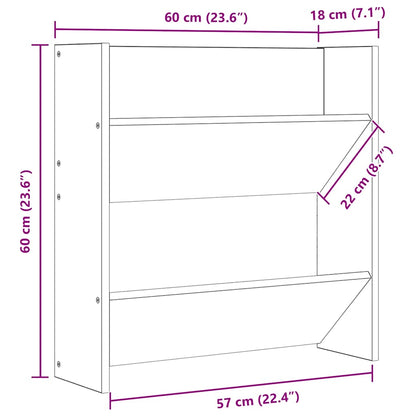 vidaXL Wall Shoe Cabinets 4 pcs High Gloss Grey 60x18x60 cm Engineered Wood