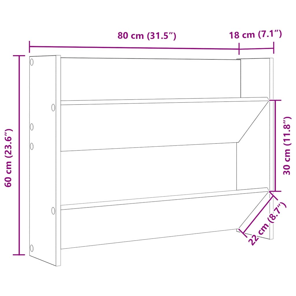 vidaXL Wall Shoe Cabinet White 80x18x60 cm Engineered Wood
