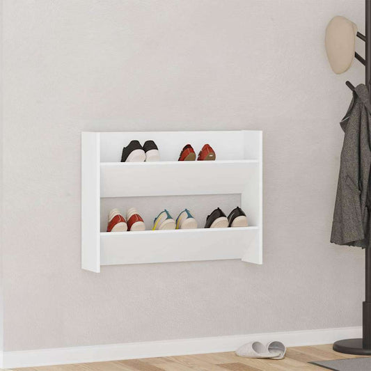 806741 vidaXL Wall Shoe Cabinet White 80x18x60 cm Engineered Wood