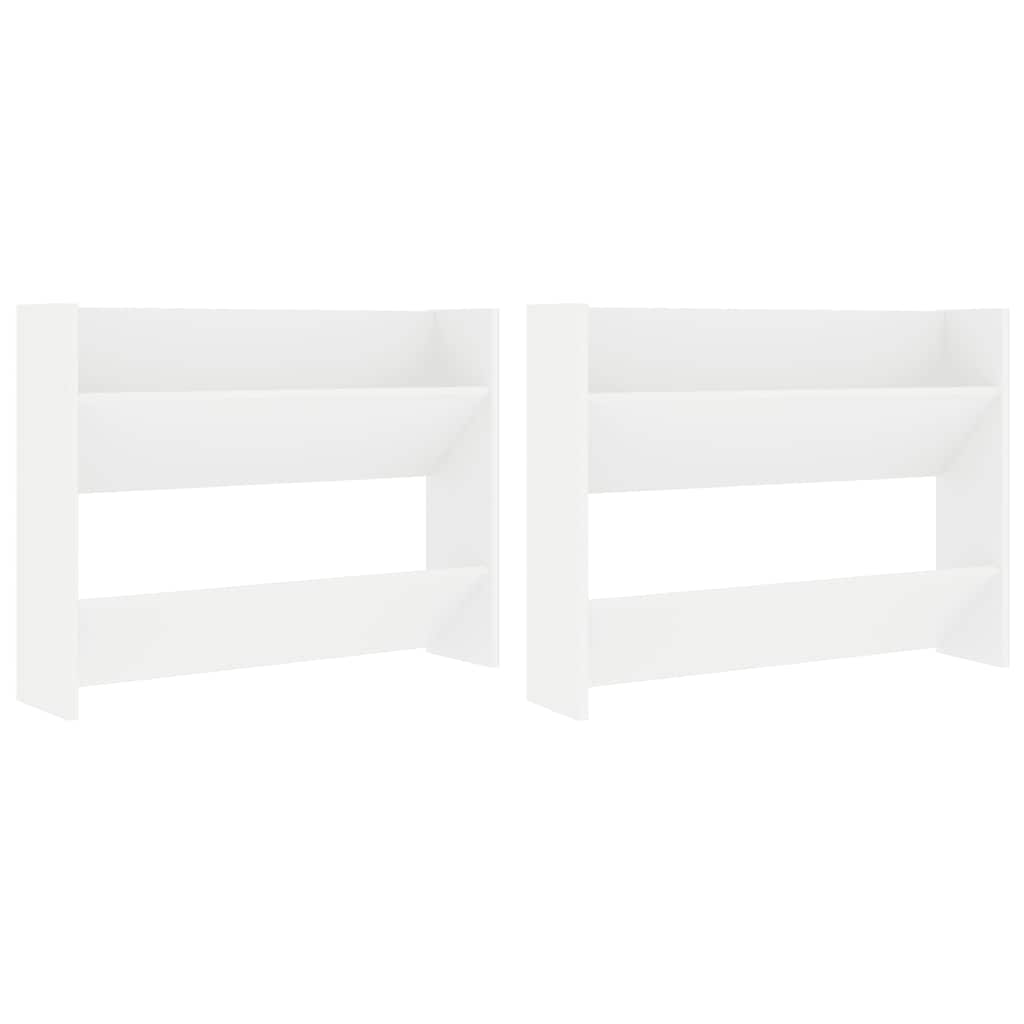 vidaXL Wall Shoe Cabinet 2 pcs White 80x18x60 cm Engineered Wood