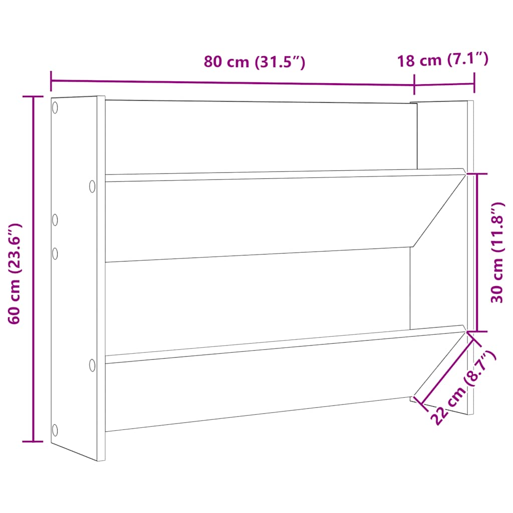 vidaXL Wall Shoe Cabinet Sonoma Oak 80x18x60 cm Engineered Wood