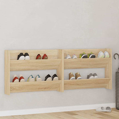 806748 vidaXL Wall Shoe Cabinets 2 pcs Sonoma Oak 80x18x60cm Engineered Wood
