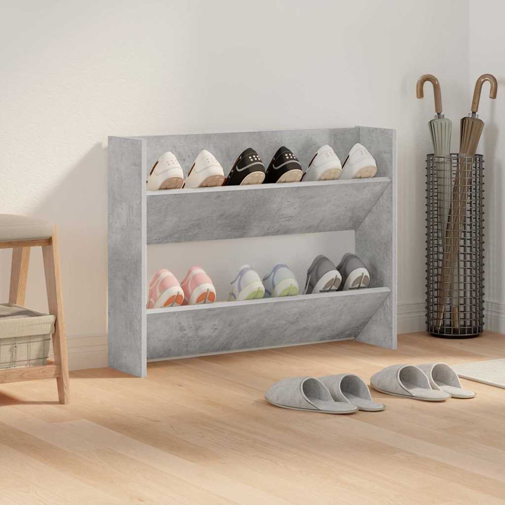 vidaXL Wall Shoe Cabinet Concrete Grey 80x18x60 cm Engineered Wood
