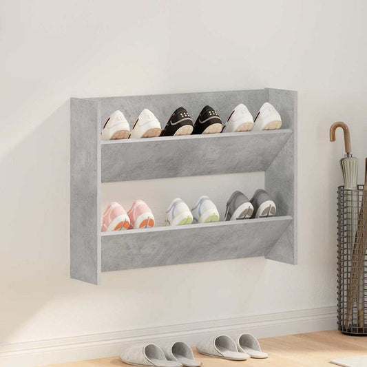 806749 vidaXL Wall Shoe Cabinet Concrete Grey 80x18x60 cm Engineered Wood