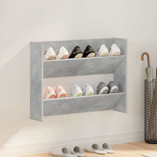 vidaXL Wall Shoe Cabinet Concrete Grey 80x18x60 cm Engineered Wood