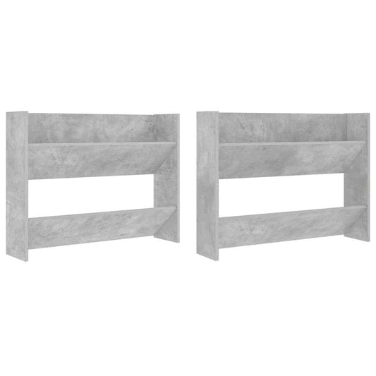 vidaXL Wall Shoe Cabinets 2 pcs Concrete Grey 80x18x60 cm