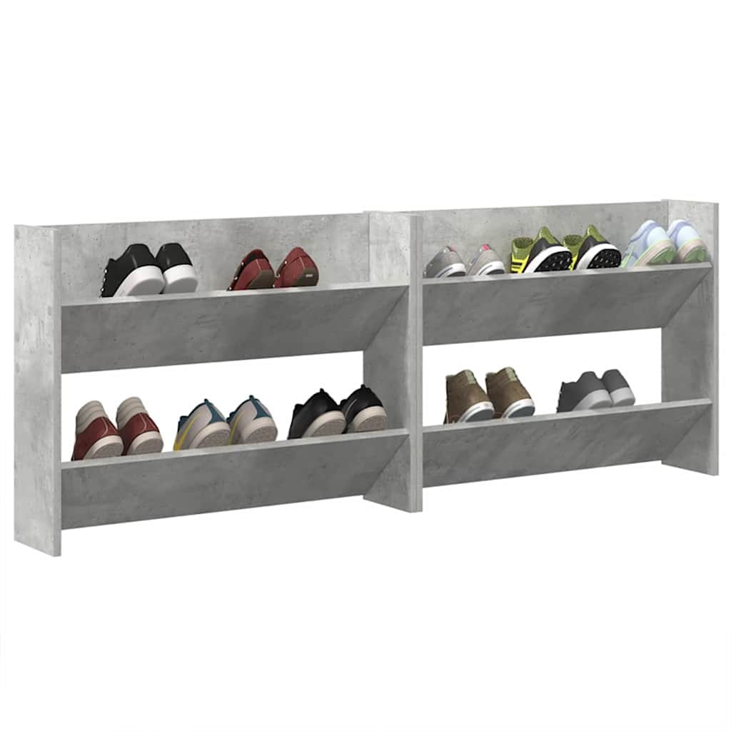 vidaXL Wall Shoe Cabinets 2 pcs Concrete Grey 80x18x60 cm