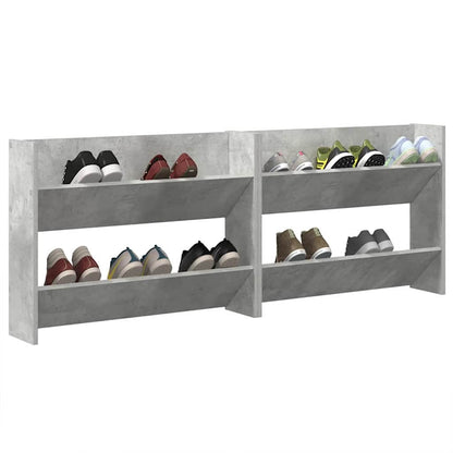vidaXL Wall Shoe Cabinets 2 pcs Concrete Grey 80x18x60 cm