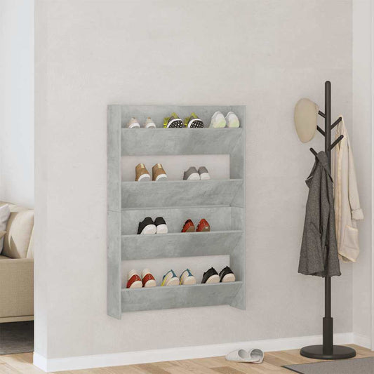 vidaXL Wall Shoe Cabinets 2 pcs Concrete Grey 80x18x60 cm