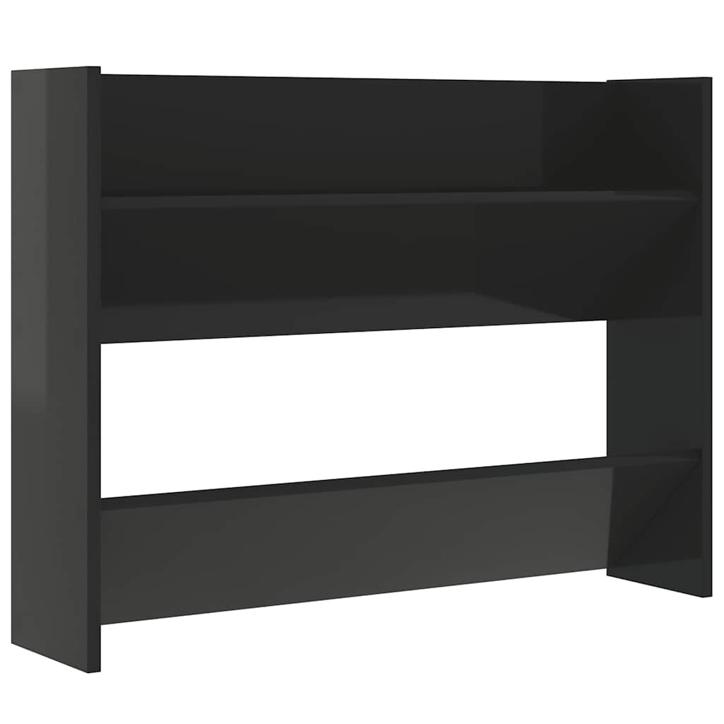 vidaXL Wall Shoe Cabinet High Gloss Black 80x18x60 cm Engineered Wood