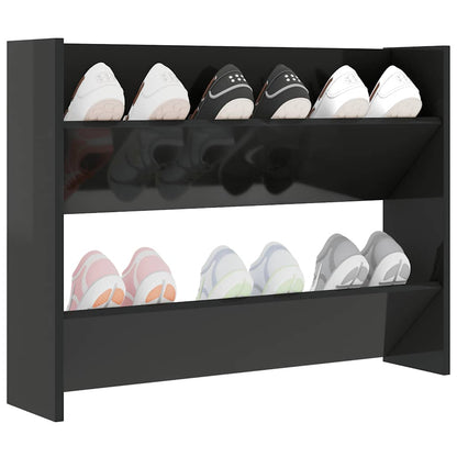 vidaXL Wall Shoe Cabinet High Gloss Black 80x18x60 cm Engineered Wood