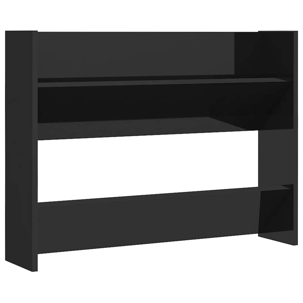 vidaXL Wall Shoe Cabinets 2 pcs High Gloss Black 80x18x60 cm Engineered Wood