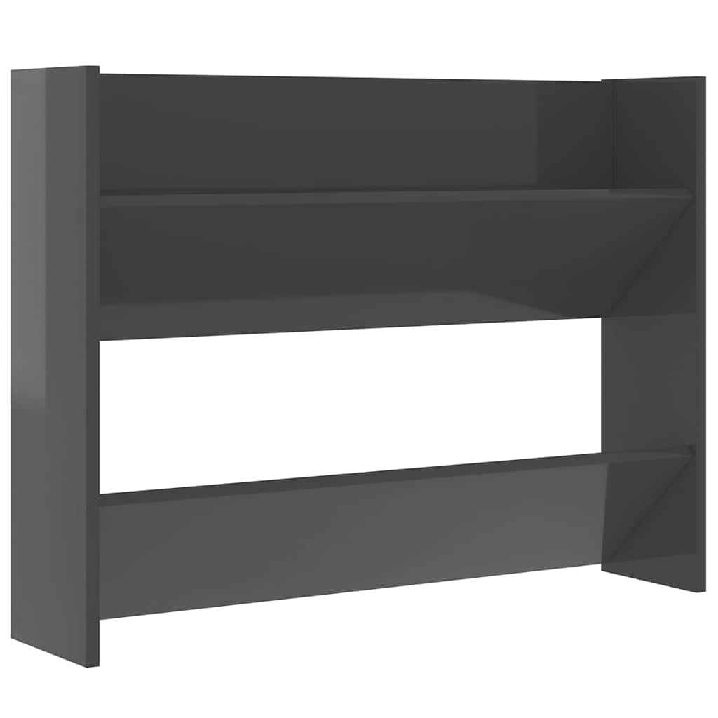 vidaXL Wall Shoe Cabinet High Gloss Grey 80x18x60 cm Engineered Wood