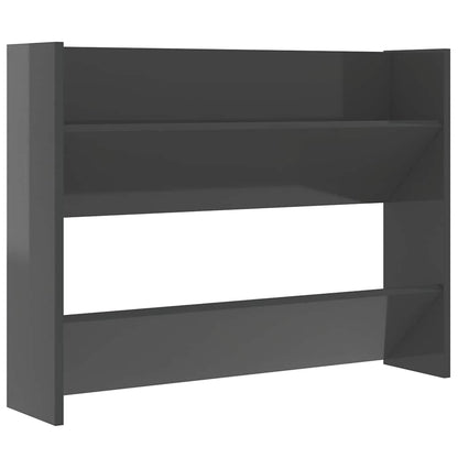 vidaXL Wall Shoe Cabinet High Gloss Grey 80x18x60 cm Engineered Wood