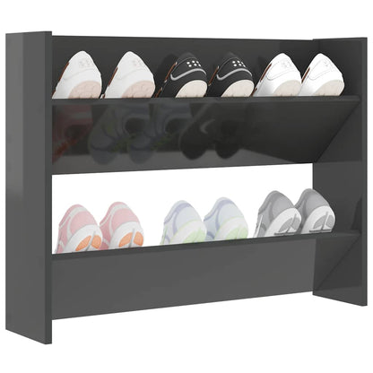 vidaXL Wall Shoe Cabinet High Gloss Grey 80x18x60 cm Engineered Wood