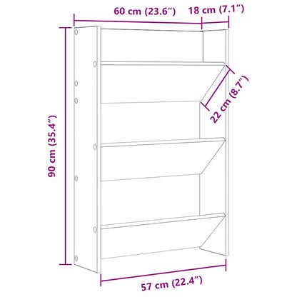vidaXL Wall Shoe Cabinet White 60x18x90 cm Engineered Wood