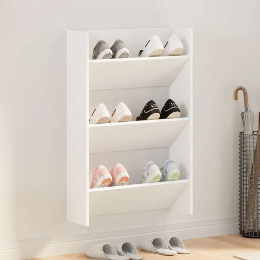 vidaXL Wall Shoe Cabinet White 60x18x90 cm Engineered Wood