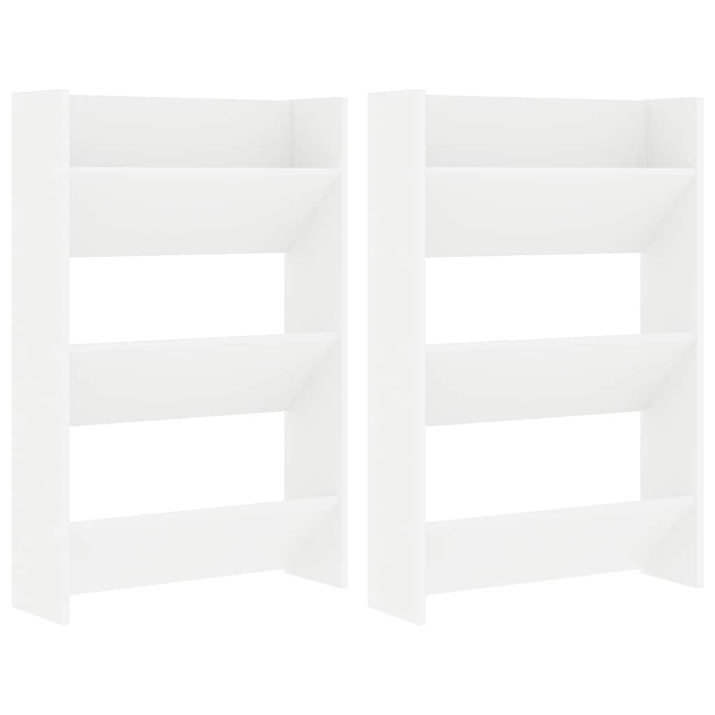vidaXL Wall Shoe Cabinets 2 pcs White 60x18x90 cm Engineered Wood