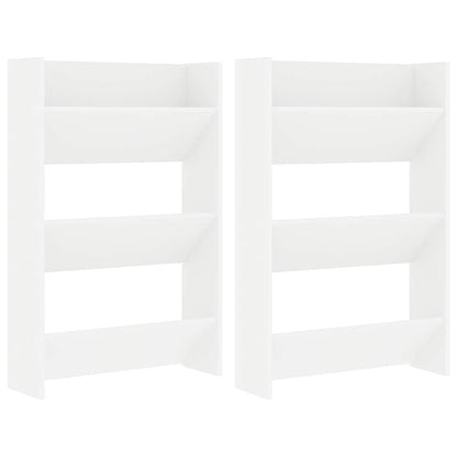 vidaXL Wall Shoe Cabinets 2 pcs White 60x18x90 cm Engineered Wood