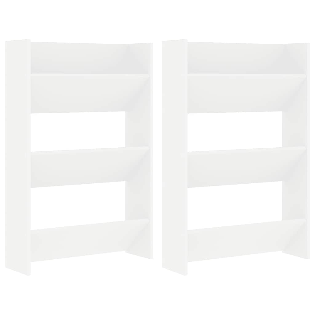 vidaXL Wall Shoe Cabinets 2 pcs  White 60x18x90 cm Engineered Wood