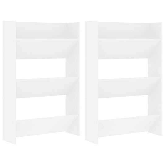 vidaXL Wall Shoe Cabinets 2 pcs  White 60x18x90 cm Engineered Wood