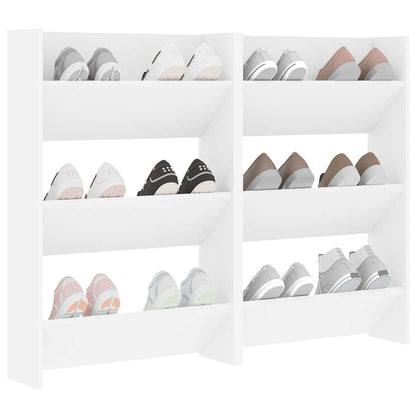 vidaXL Wall Shoe Cabinets 2 pcs  White 60x18x90 cm Engineered Wood