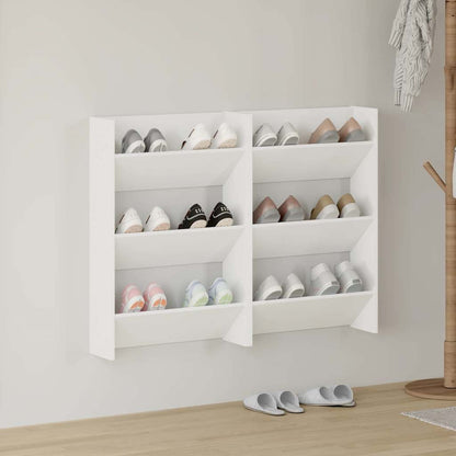 vidaXL Wall Shoe Cabinets 2 pcs  White 60x18x90 cm Engineered Wood