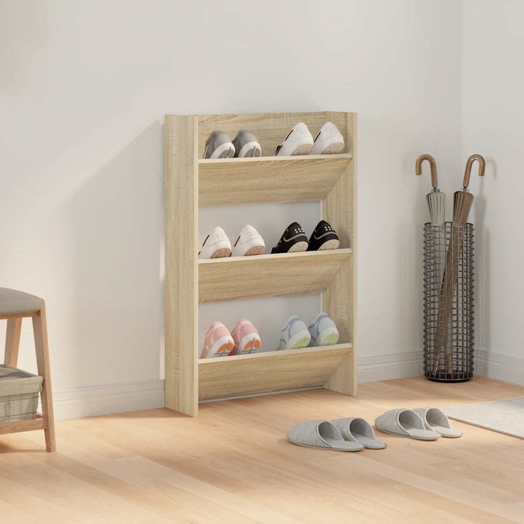 vidaXL Wall Shoe Cabinet Sonoma Oak 60x18x90 cm Engineered Wood