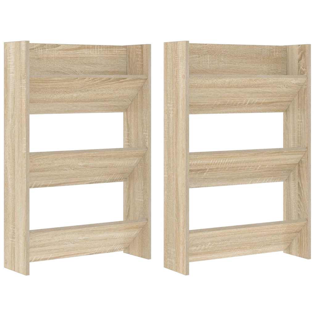 vidaXL Wall Shoe Cabinets 2 pcs Sonoma Oak 60x18x90cm Engineered Wood