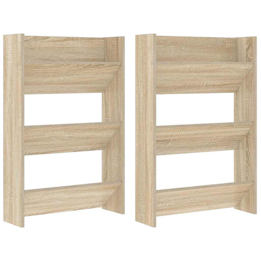 vidaXL Wall Shoe Cabinets 2 pcs Sonoma Oak 60x18x90cm Engineered Wood