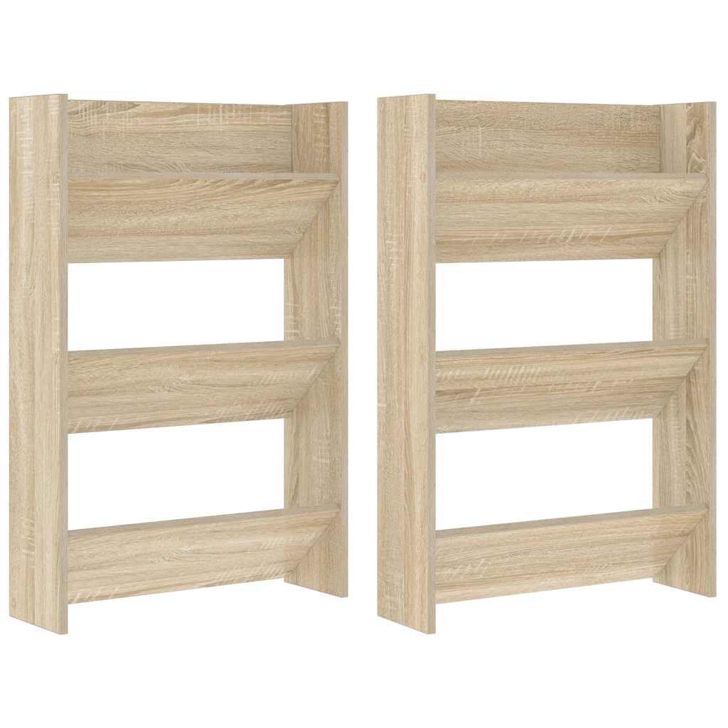 vidaXL Wall Shoe Cabinets 2 pcs  Sonoma Oak 60x18x90 cm Engineered Wood