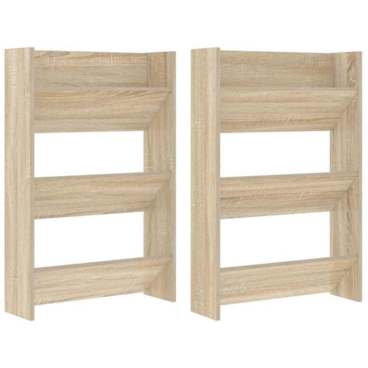 vidaXL Wall Shoe Cabinets 2 pcs  Sonoma Oak 60x18x90 cm Engineered Wood