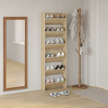 vidaXL Wall Shoe Cabinets 2 pcs  Sonoma Oak 60x18x90 cm Engineered Wood