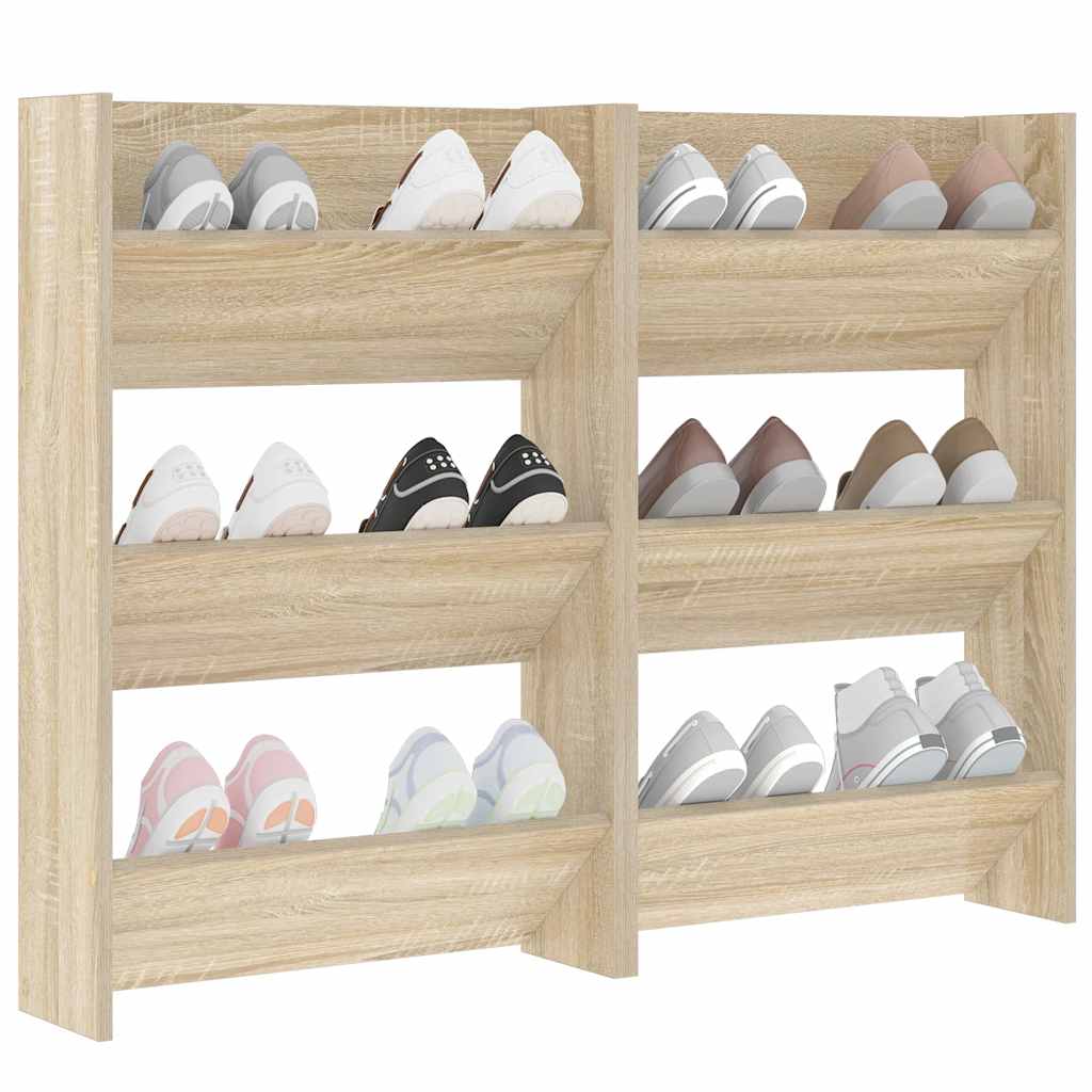 vidaXL Wall Shoe Cabinets 2 pcs  Sonoma Oak 60x18x90 cm Engineered Wood