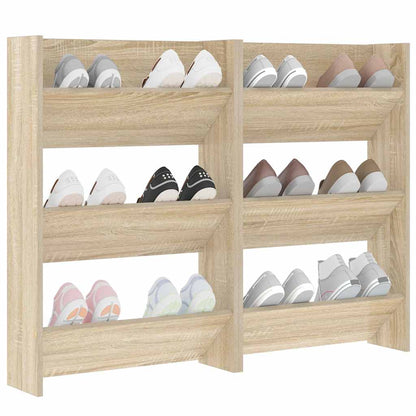 vidaXL Wall Shoe Cabinets 2 pcs  Sonoma Oak 60x18x90 cm Engineered Wood