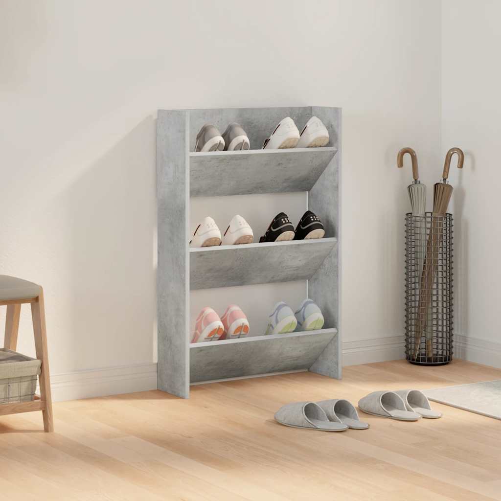 vidaXL Wall Shoe Cabinet Concrete Grey 60x18x90 cm Engineered Wood