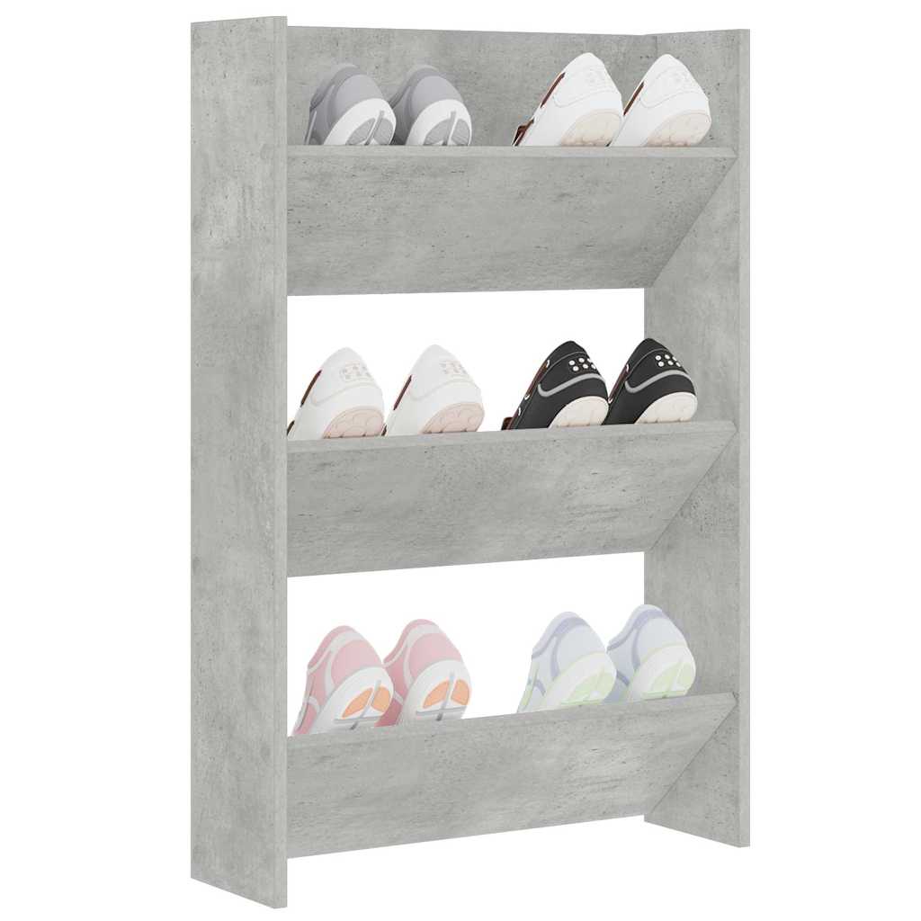 806767 vidaXL Wall Shoe Cabinet Concrete Grey 60x18x90 cm Engineered Wood