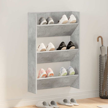 vidaXL Wall Shoe Cabinet Concrete Grey 60x18x90 cm Engineered Wood