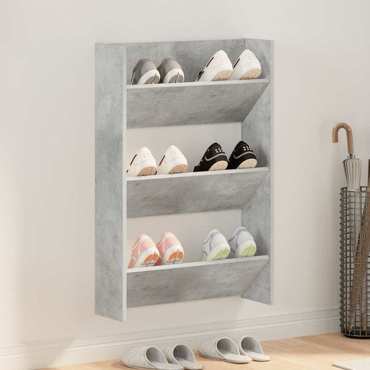 vidaXL Wall Shoe Cabinet Concrete Grey 60x18x90 cm Engineered Wood