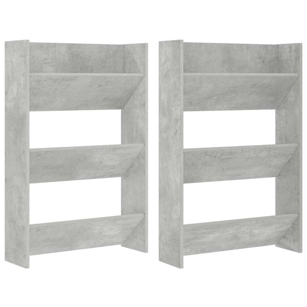 vidaXL Wall Shoe Cabinets 2 pcs Concrete Grey 60x18x90 cm