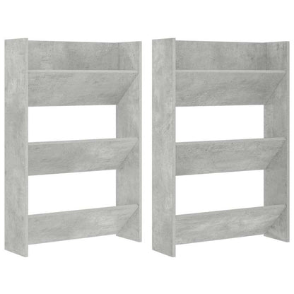 vidaXL Wall Shoe Cabinets 2 pcs Concrete Grey 60x18x90 cm