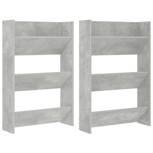 vidaXL Wall Shoe Cabinets 2 pcs Concrete Grey 60x18x90 cm