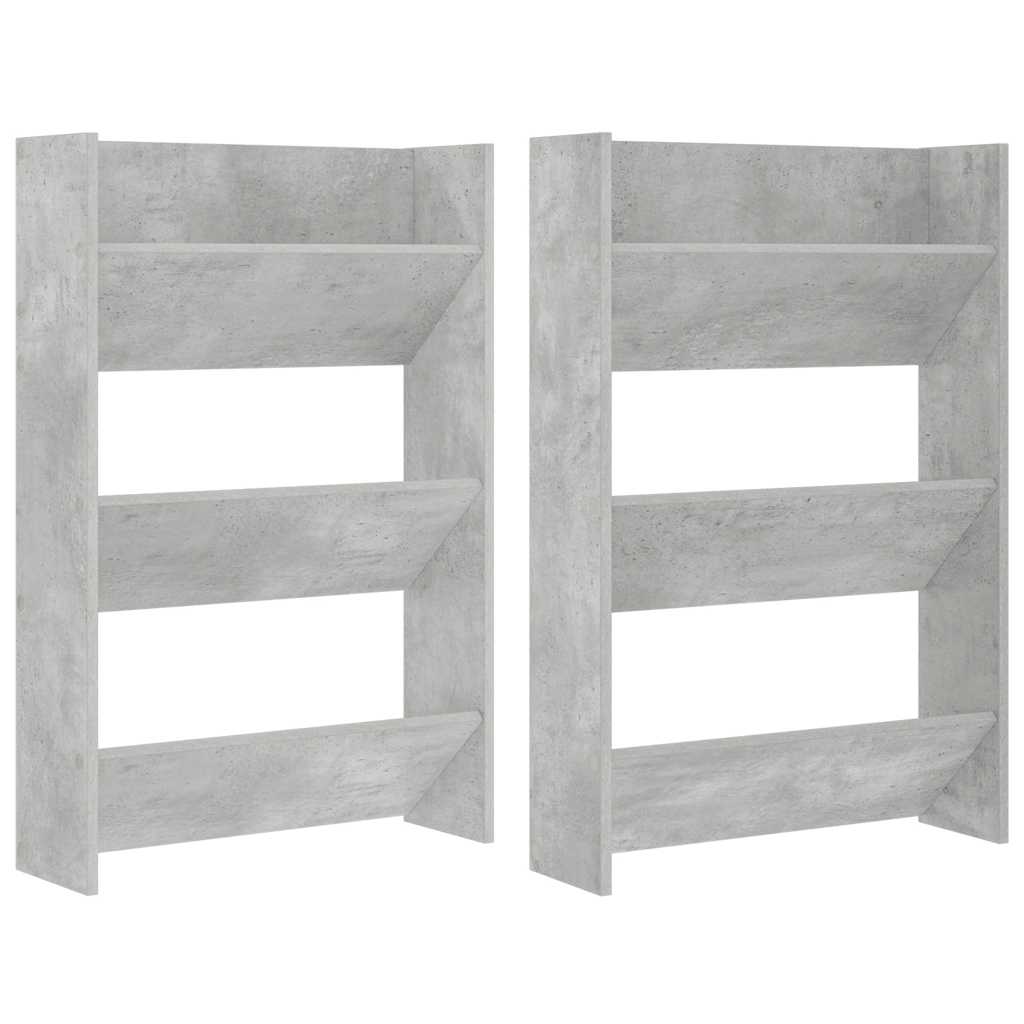 vidaXL Wall Shoe Cabinets 2 pcs  Concrete Grey 60x18x90 cm Engineered Wood