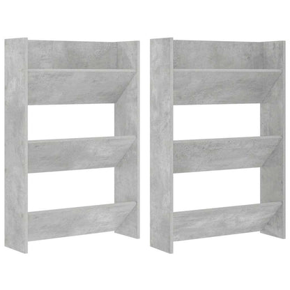 vidaXL Wall Shoe Cabinets 2 pcs  Concrete Grey 60x18x90 cm Engineered Wood